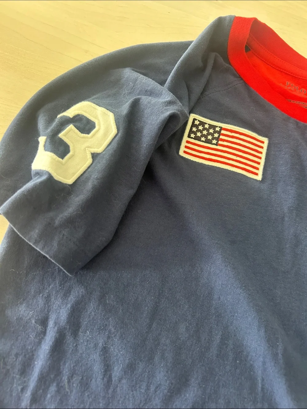 Polo by Ralph Lauren Navy Short-Sleeve Tee with Red Trim & White Logo